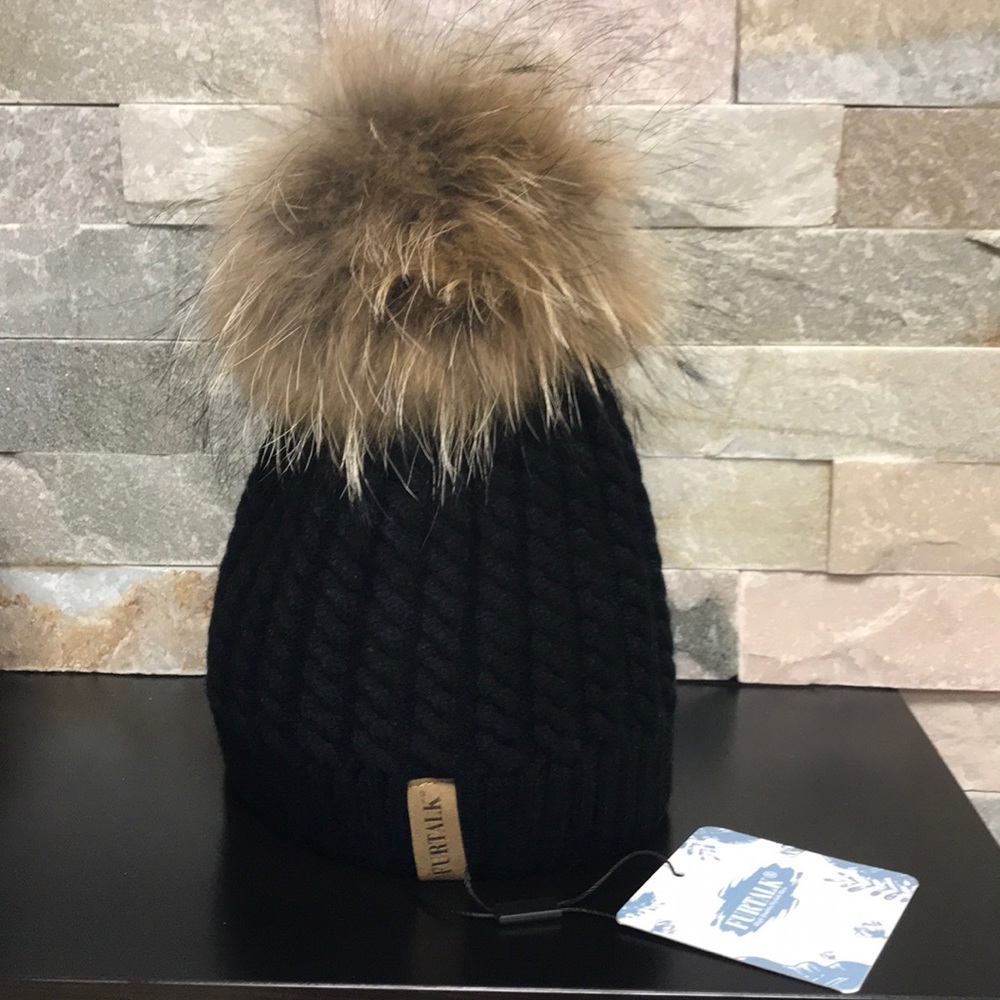 FURTALK Women Winter Real Fur Pom Pom Hat - Picture 8 of 10